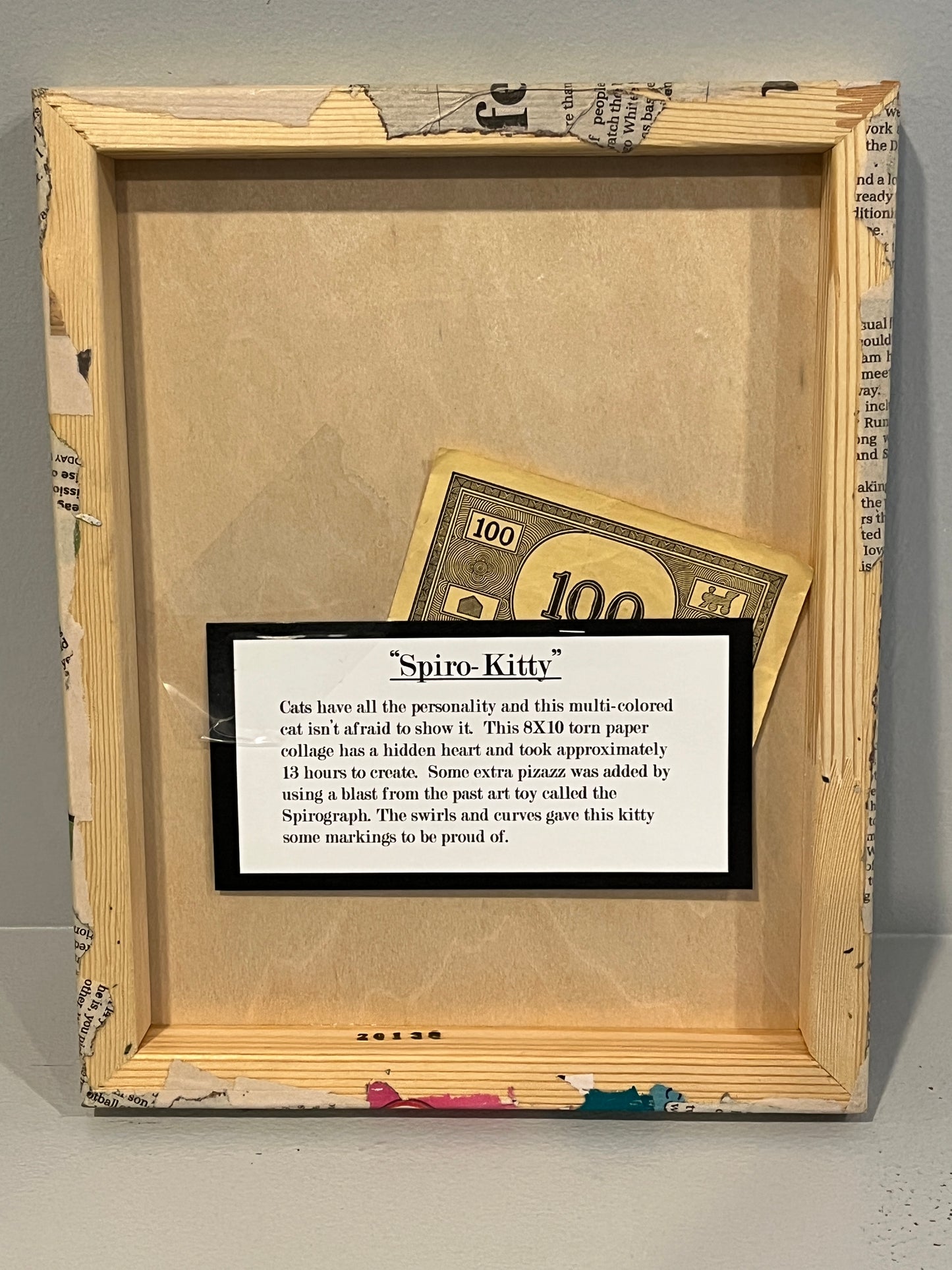 Funky Spiro-Kitty Modern Cat Torn Paper Collage