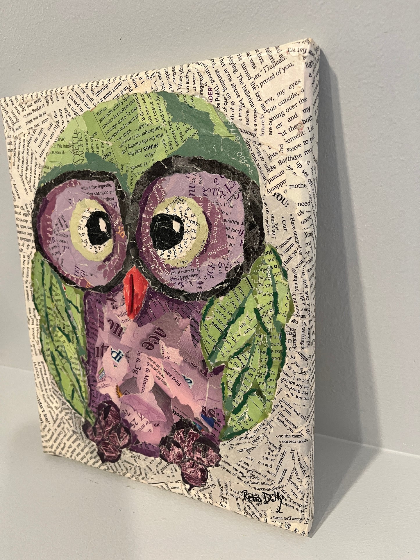 Whoooo Loves You Owl Torn Paper Collage Mixed Media
