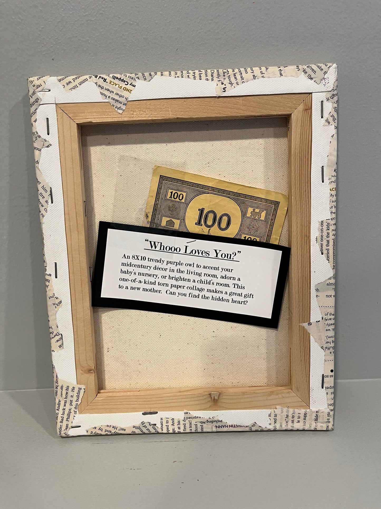 Whoooo Loves You Owl Torn Paper Collage Mixed Media