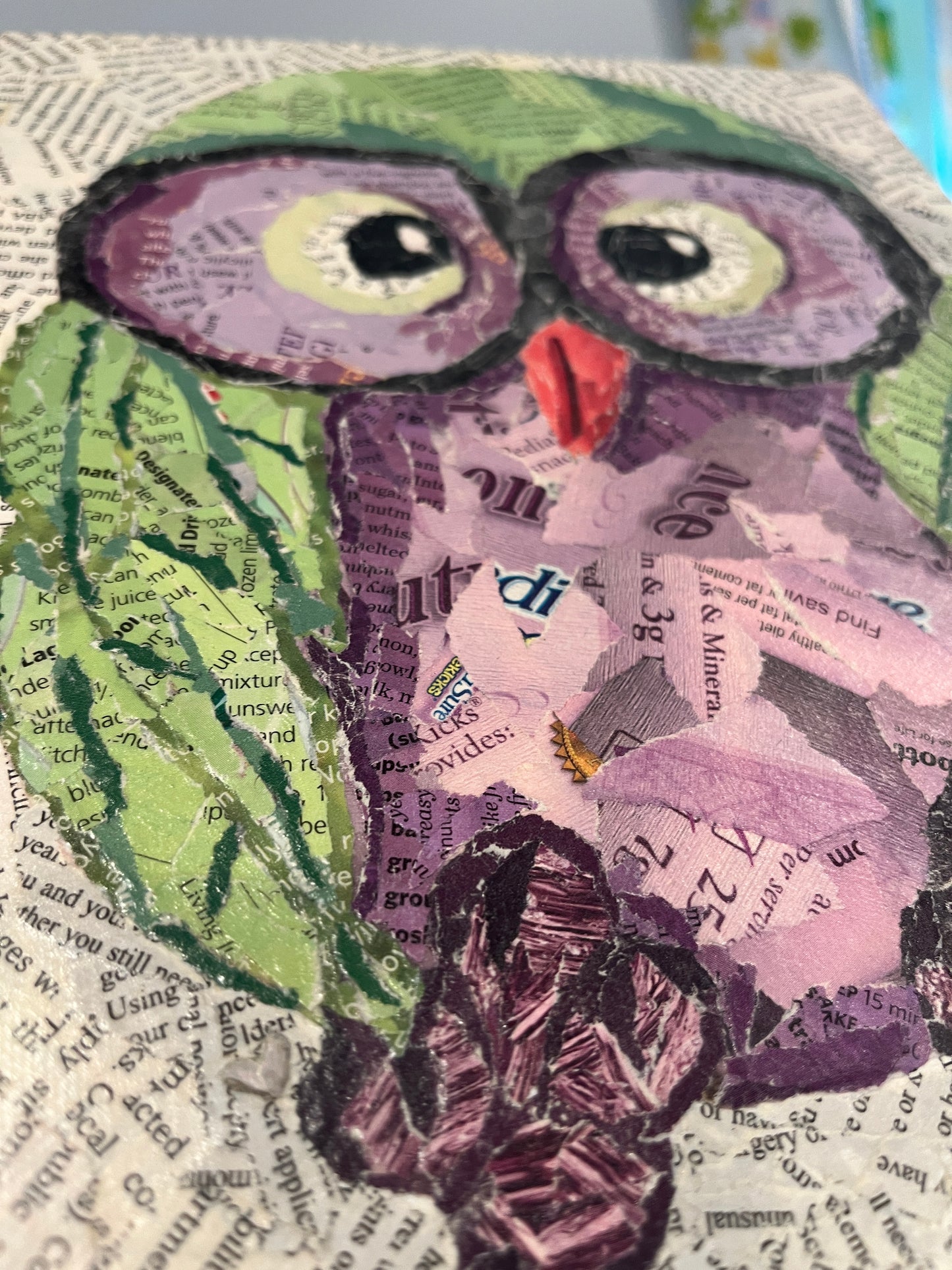 Whoooo Loves You Owl Torn Paper Collage Mixed Media