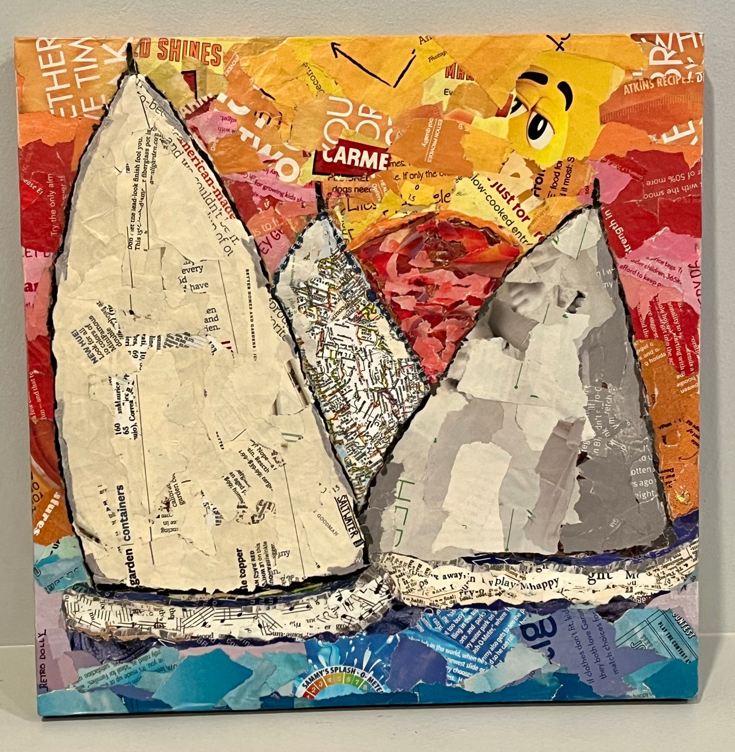 Come Sail Away Torn Paper Collage Mixed Media