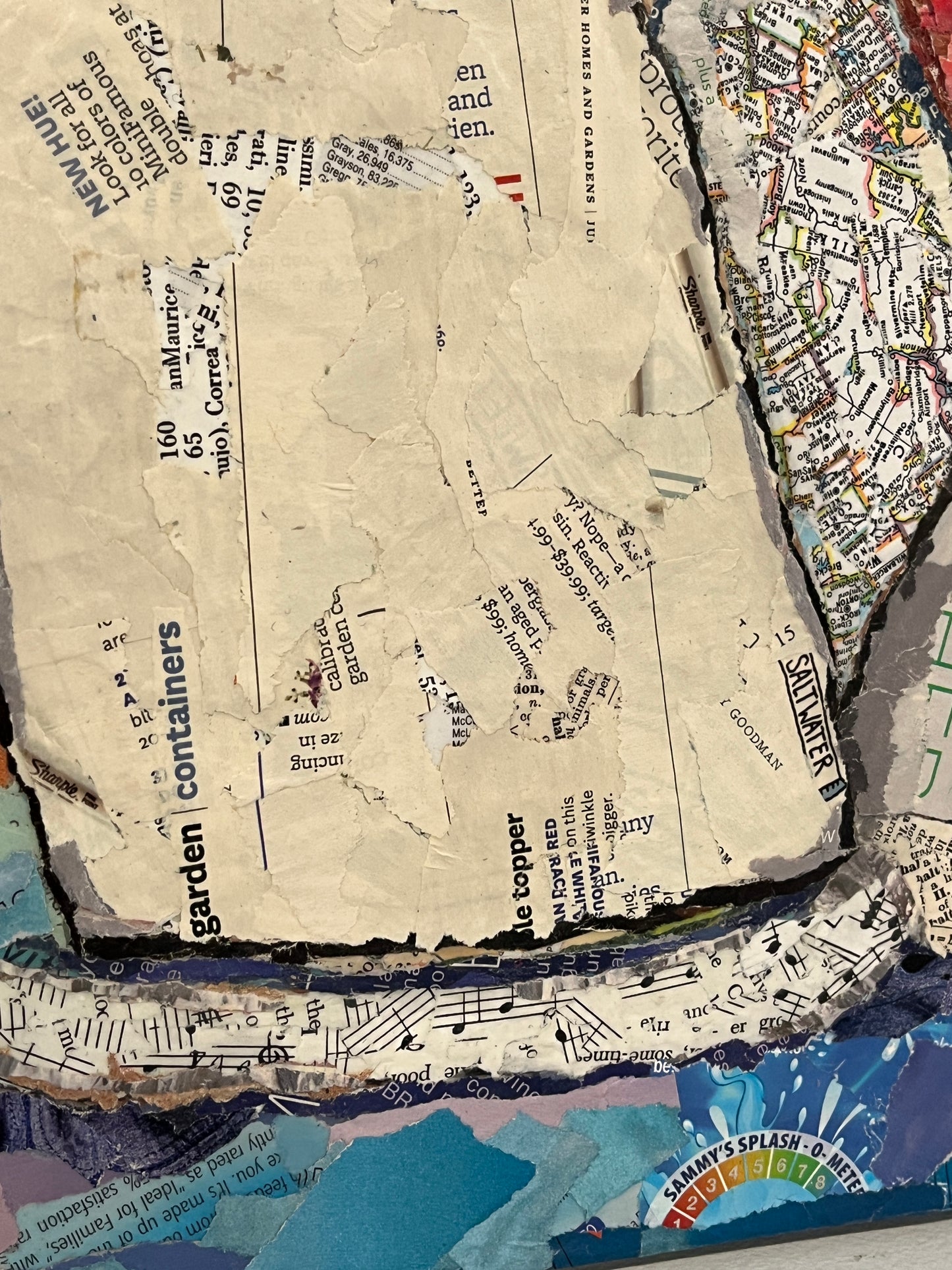 Come Sail Away Torn Paper Collage Mixed Media