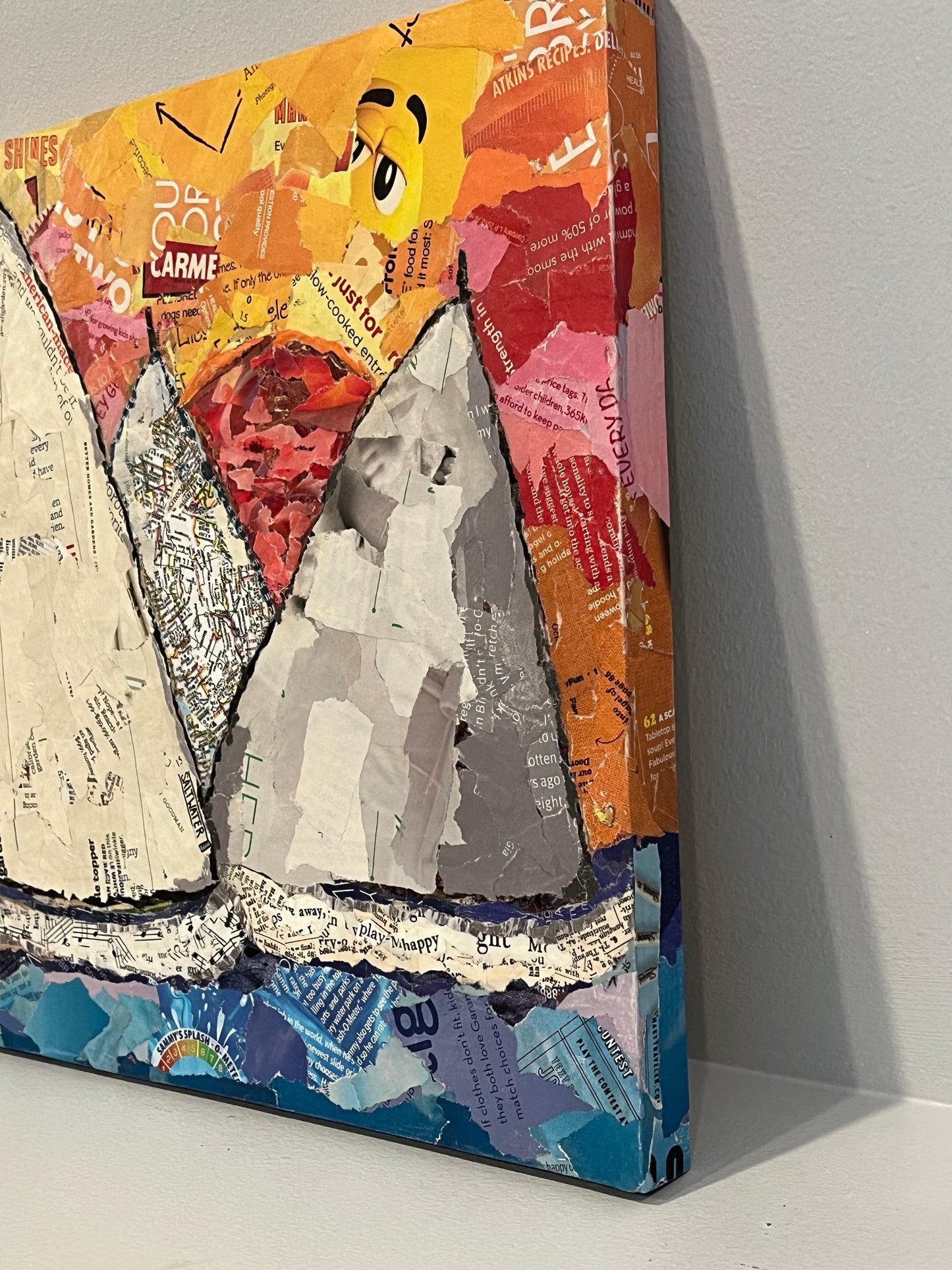 Come Sail Away Torn Paper Collage Mixed Media