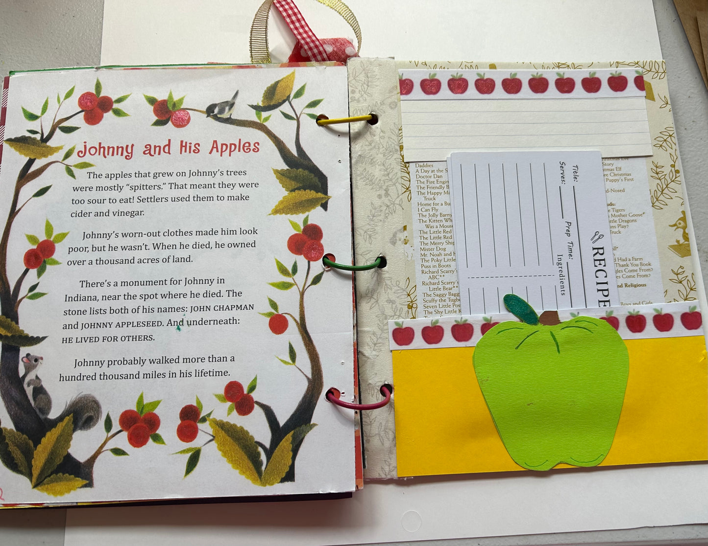 Johnny Appleseed Golden Book Journal and Recipe Book.