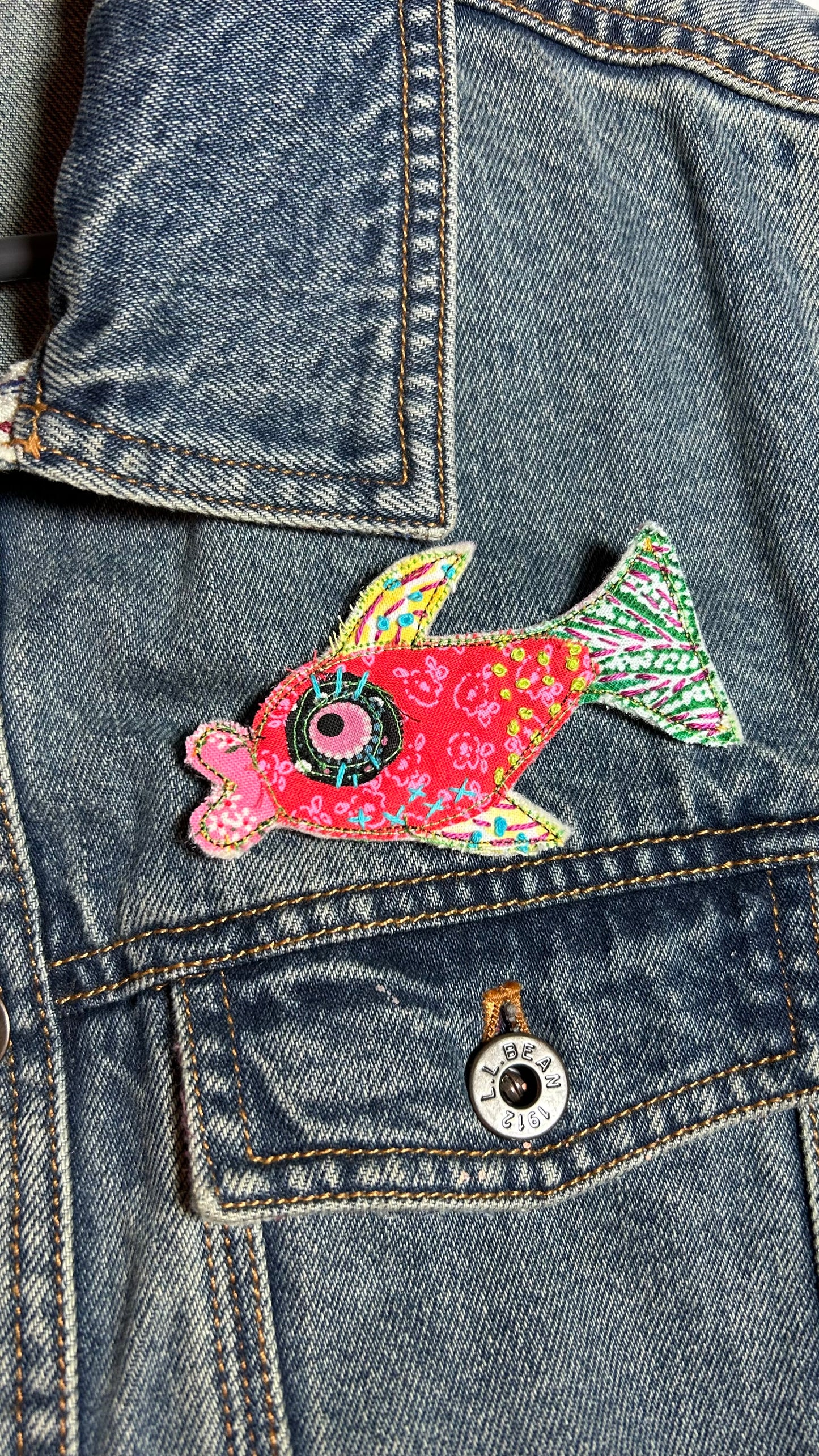 Fishy Slow Stitched Pin