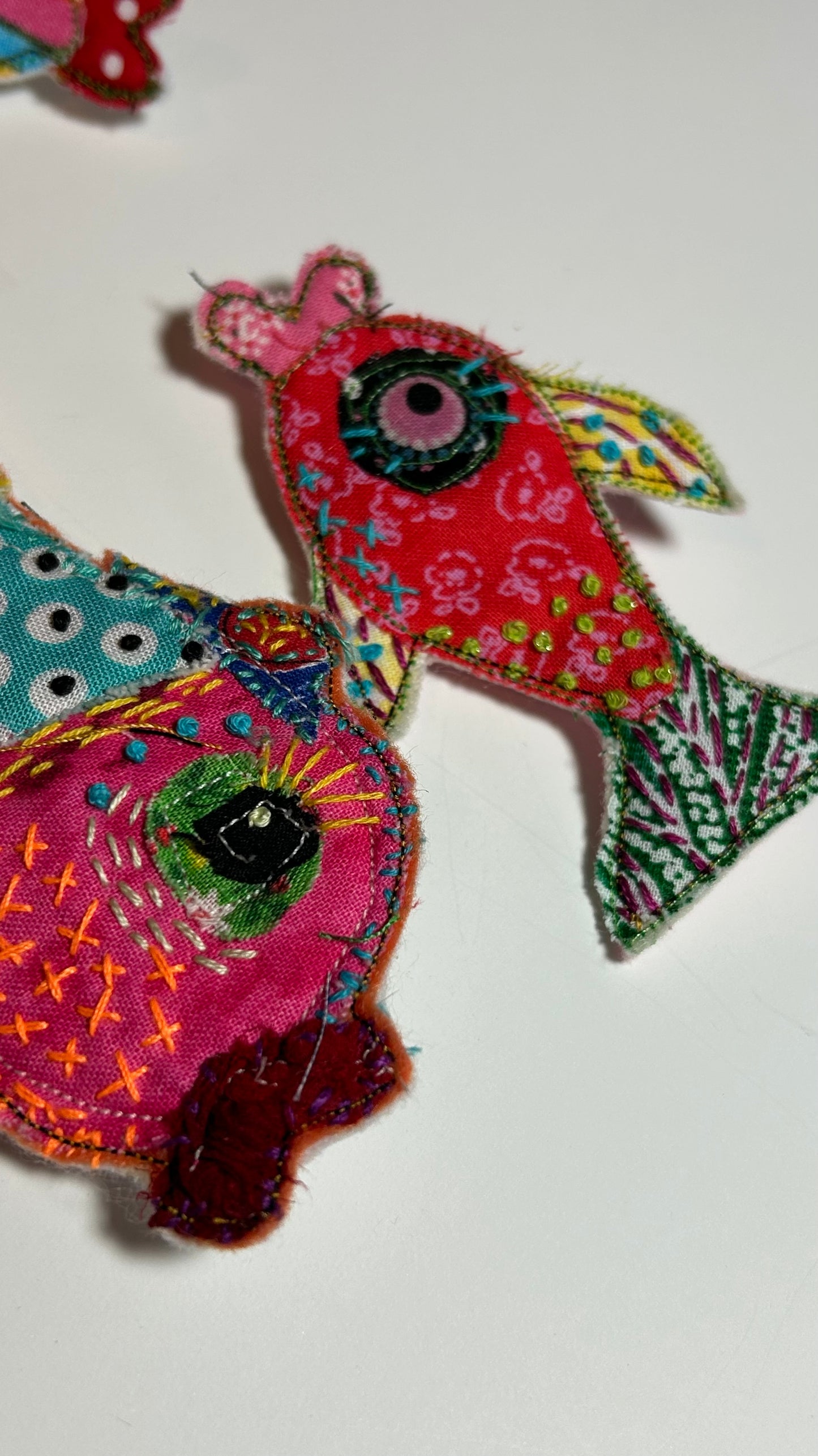 Fishy Slow Stitched Pin