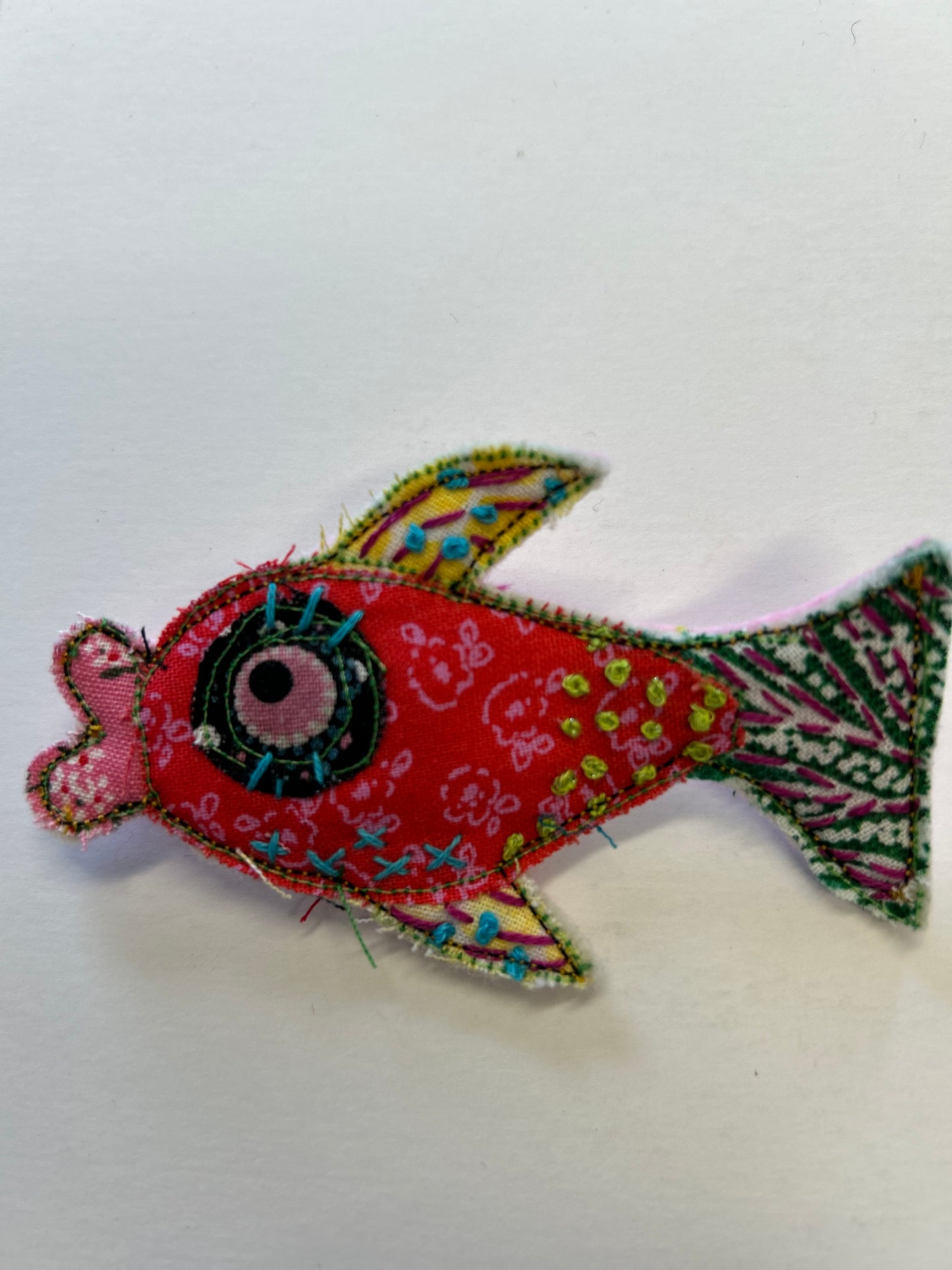 Fishy Slow Stitched Pin