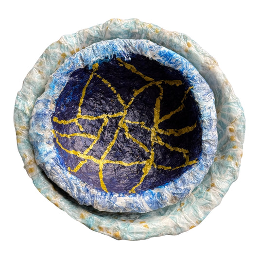 Set of 2 Handmade Egg Carton Clay Bowls, Eco-Friendly and Unique. Nesting Bowls