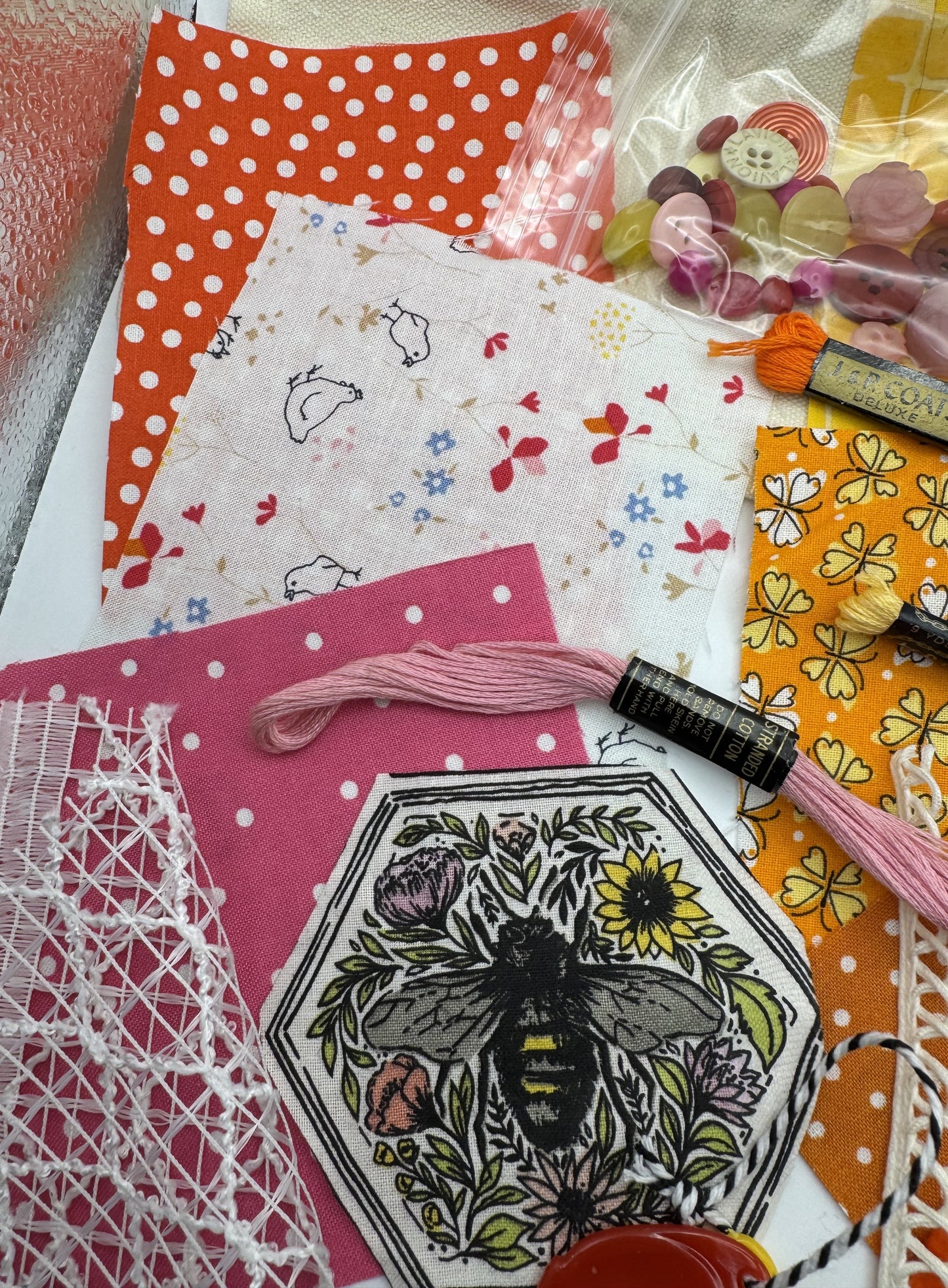 Slow Stitch Starter Kit - Red, Orange, Pink, Yellow, Red