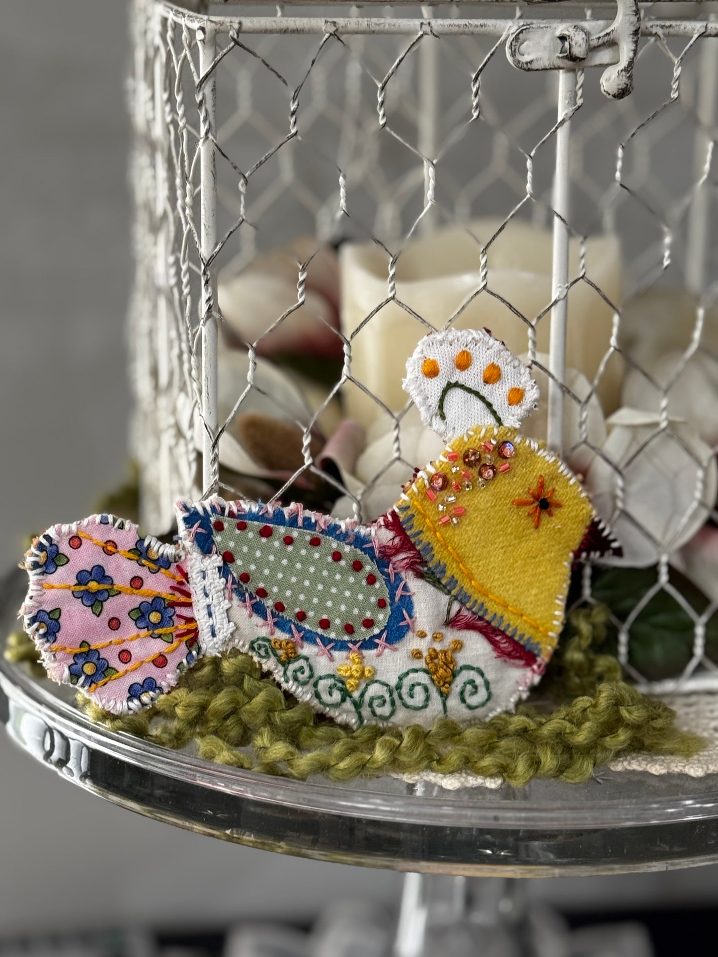 Slow Stitched Bird Magnet (B1)
