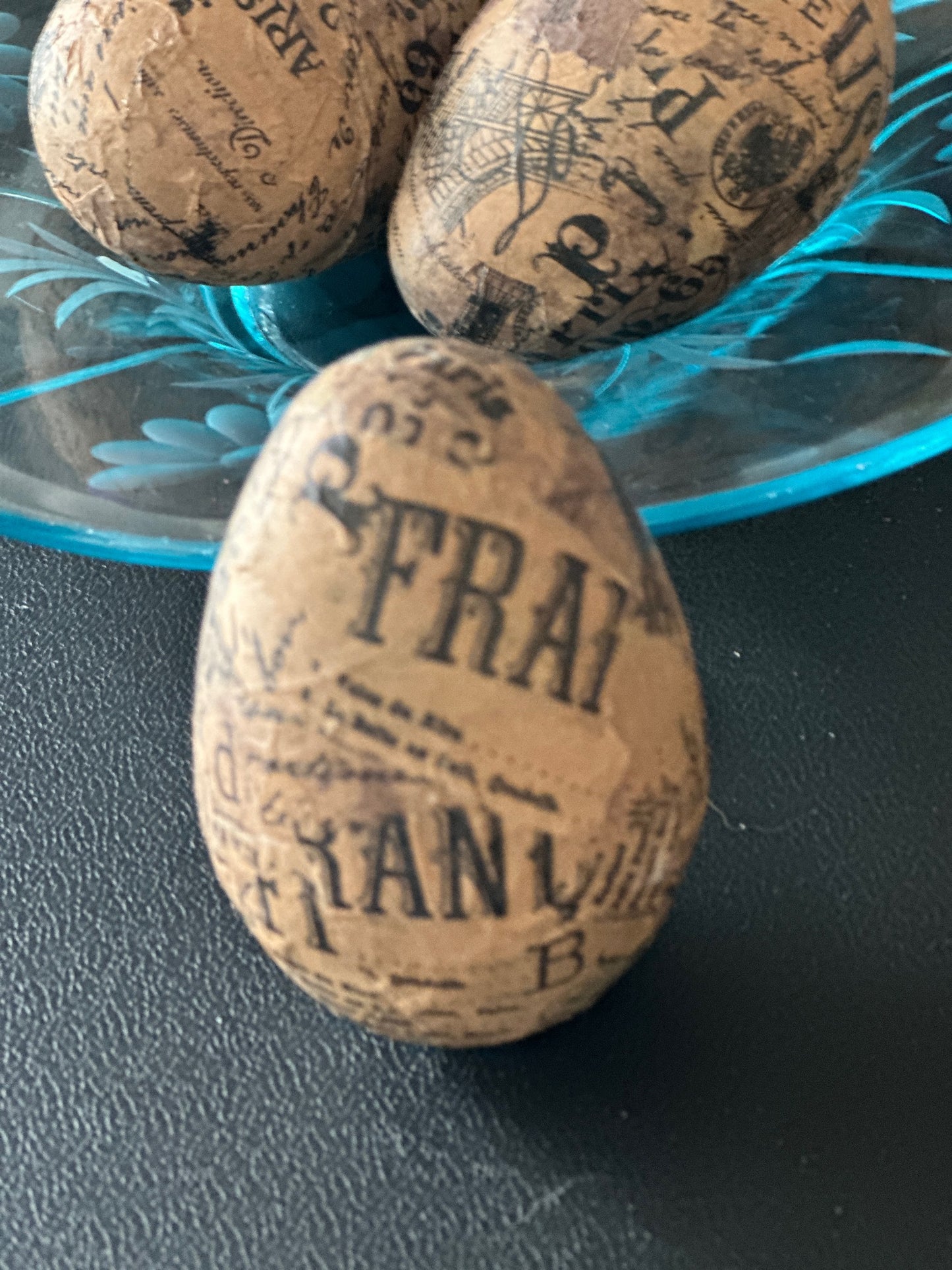 Papier Mache Decoupage 4 inch EASTER EGG Decor - Set of 3