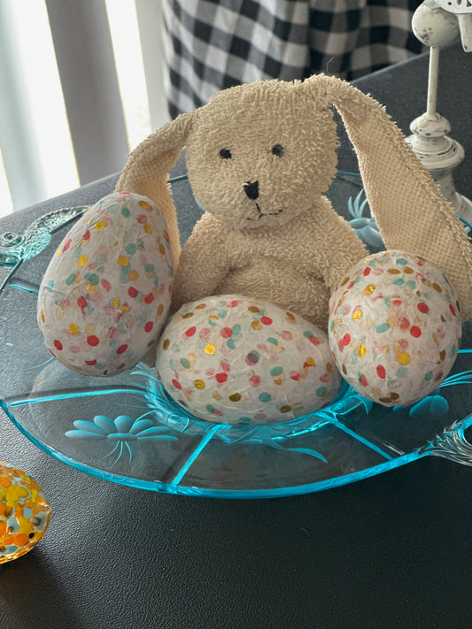 Papier Mache Decoupage 4 inch EASTER EGG Decor - Polka Dot - Set of 3 live