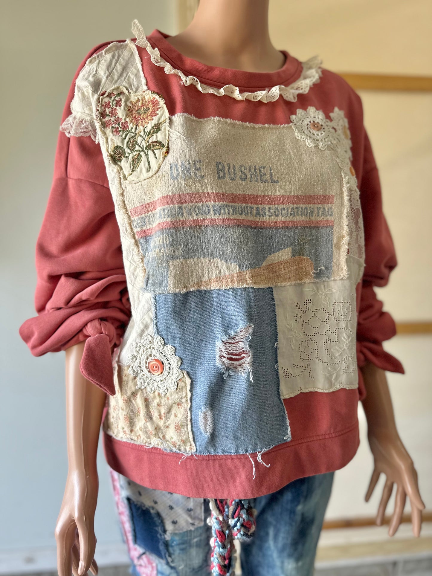 Bushel and a Peck Upcycled Sweatshirt A12