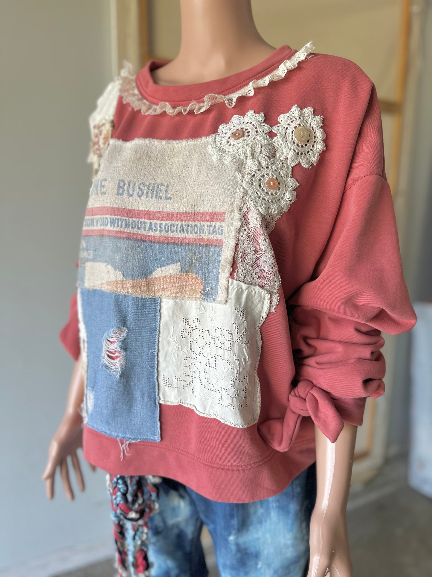 Bushel and a Peck Upcycled Sweatshirt A12