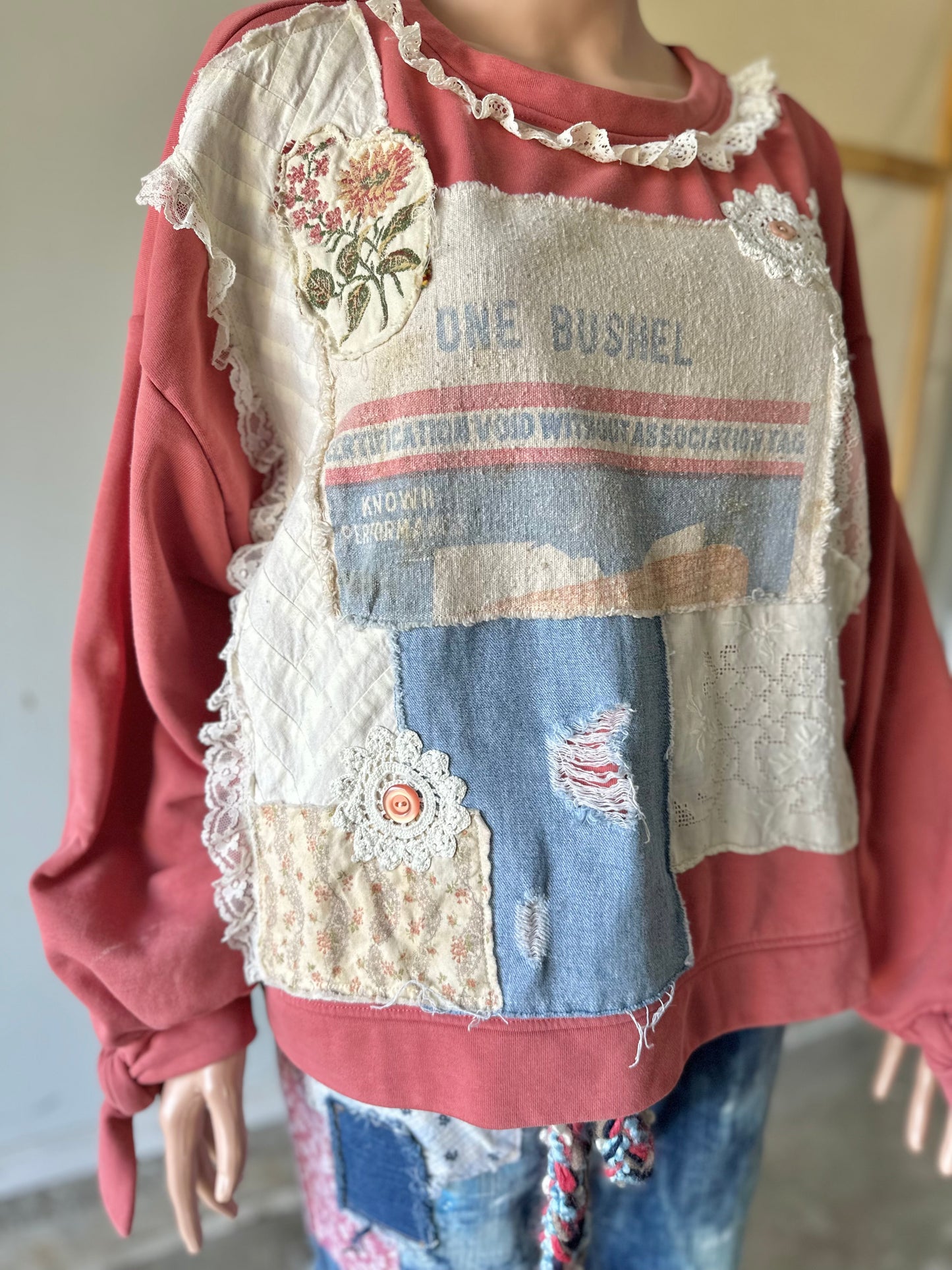 Bushel and a Peck Upcycled Sweatshirt A12