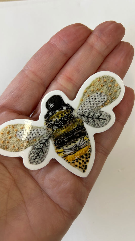 Slow stitched Vinyl Bee Sticker