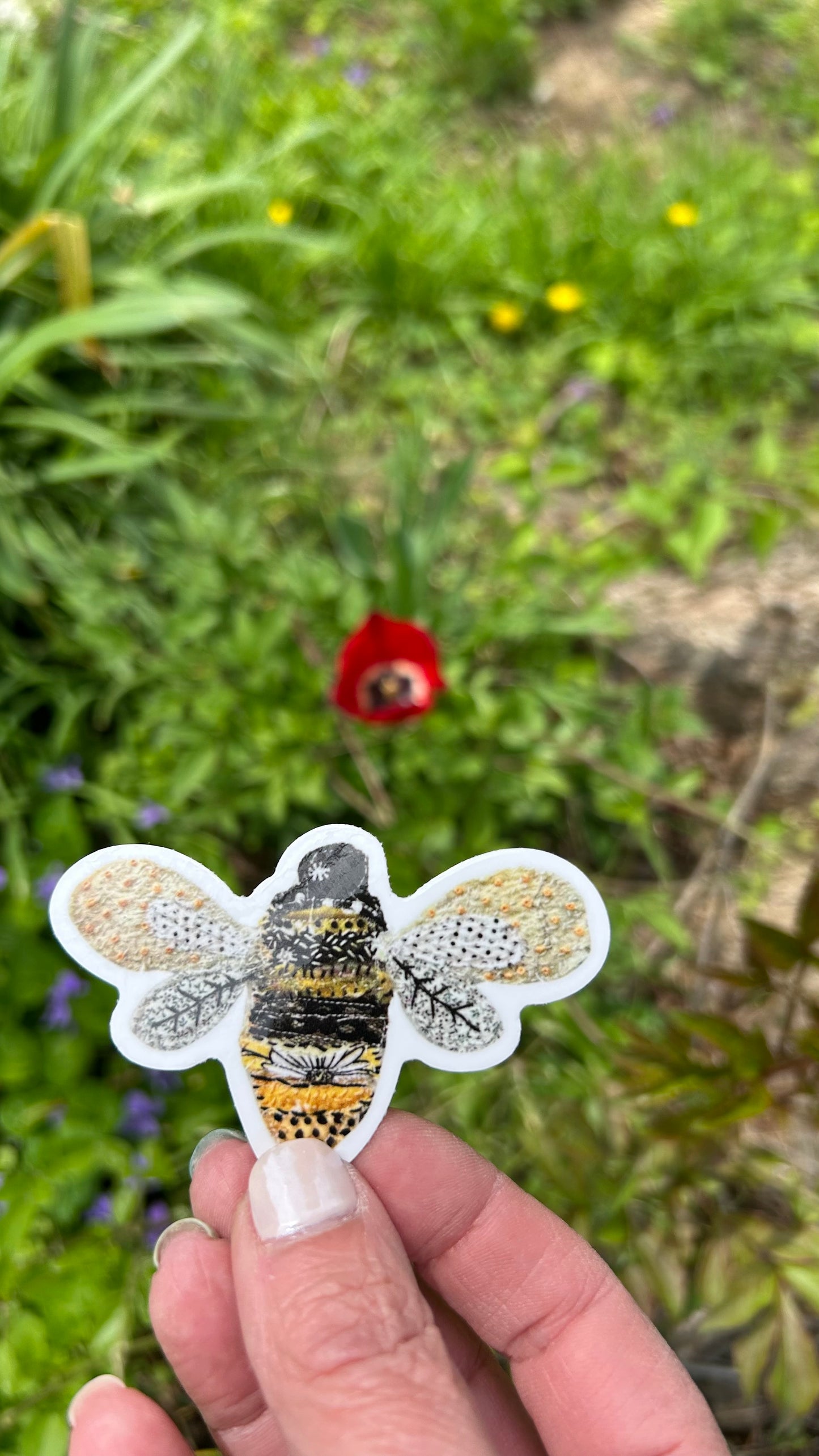 Slow stitched Vinyl Bee Sticker