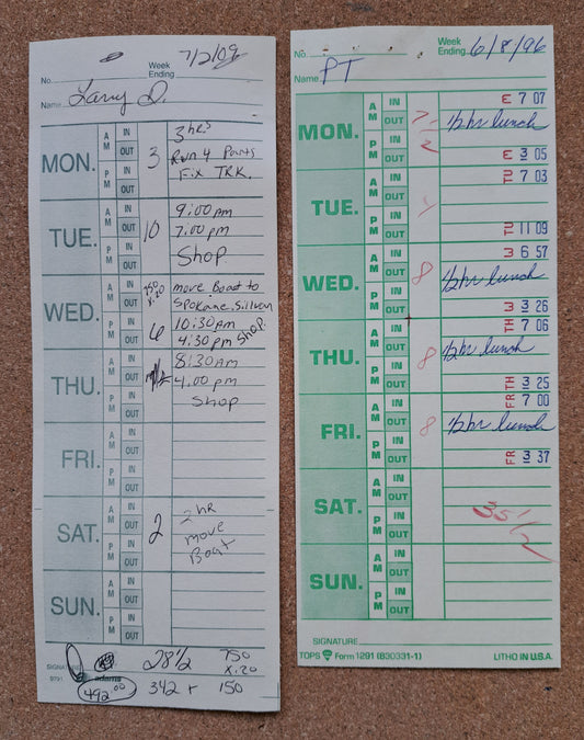 Recycled Used Timecards - assorted pack of 20