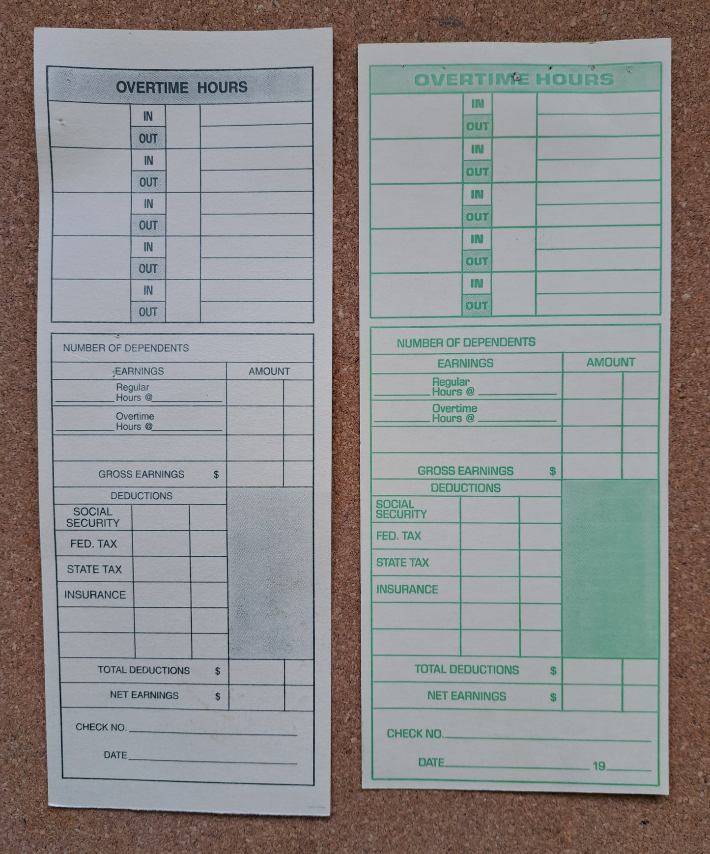 Recycled Used Timecards - assorted pack of 20