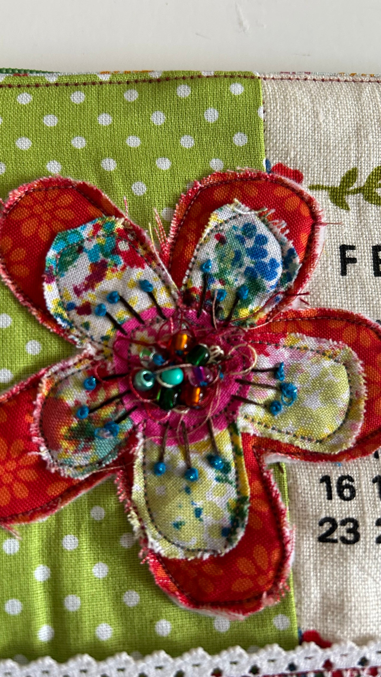 1975 February vintage calendar zipper pouch