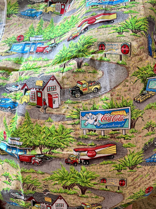 COCA COLA FABRIC by Spectrix 2 YDS VTG Nostalgic Diner Gas Station HARD TO FIND