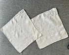 VINTAGE HANKIES (2) Embroidered Trimmed White 11.5" Square crafting cutters decor