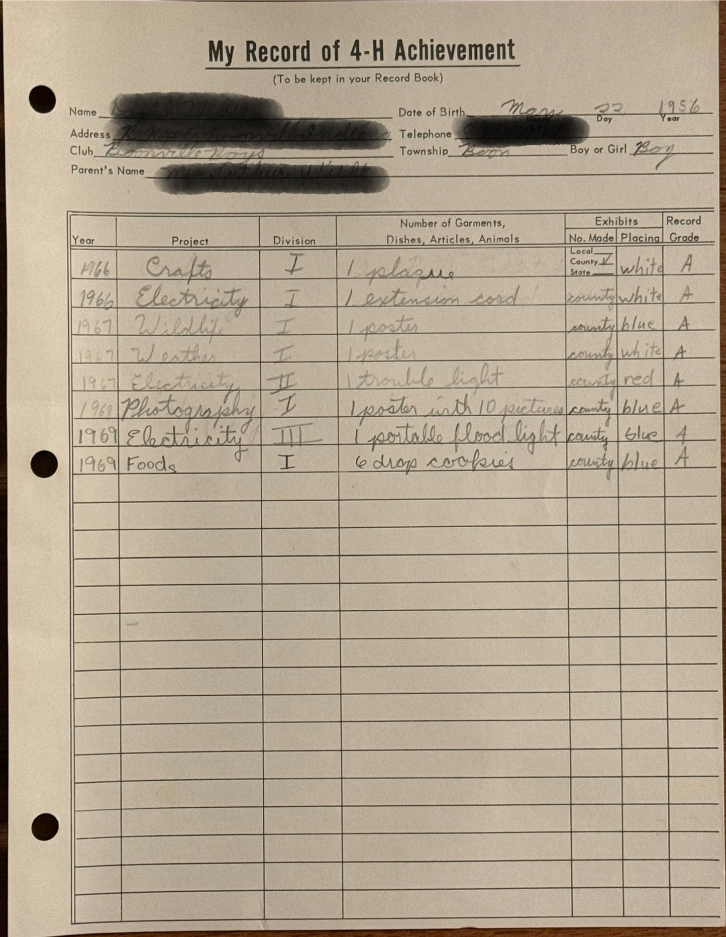 4-H Member’s Record Books (1966 - 1971)
