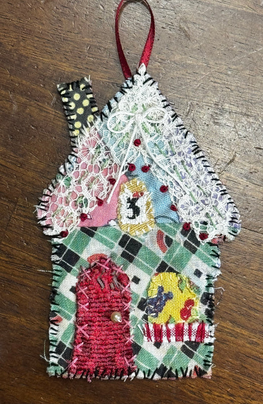 Slow Stitched House Ornament (H1)