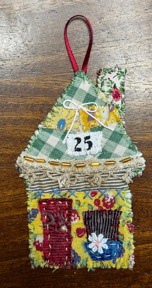Slow Stitched House Ornament (H4)