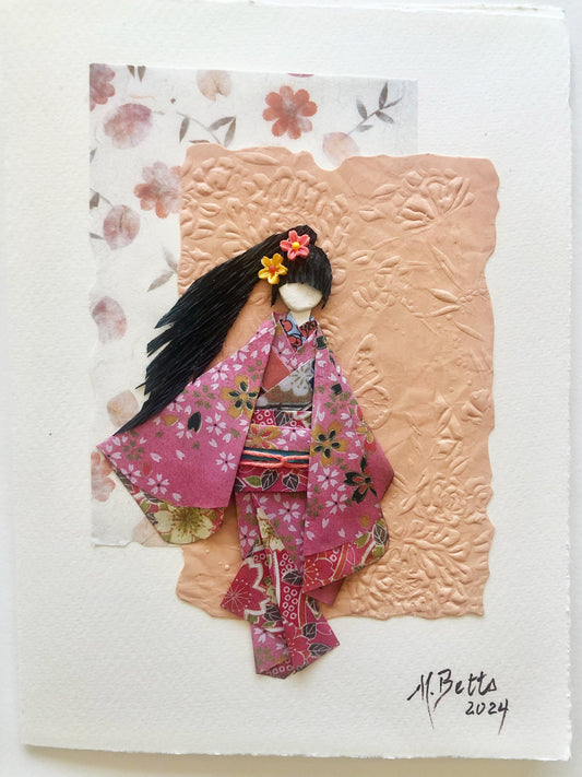 Greeting Card Japanese Inspired Origami Doll