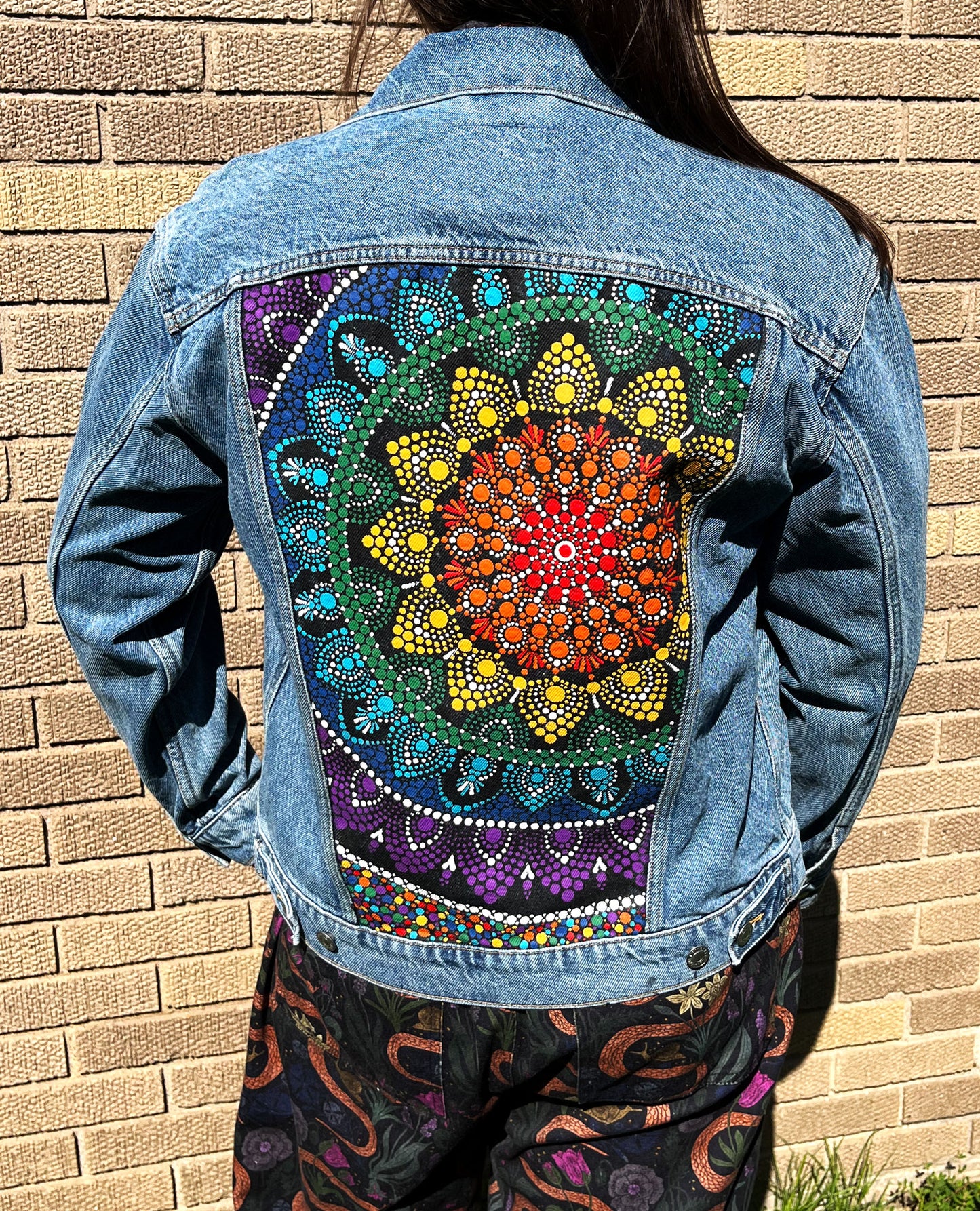 Chakra Mandala Hand Painted Jean Jacket