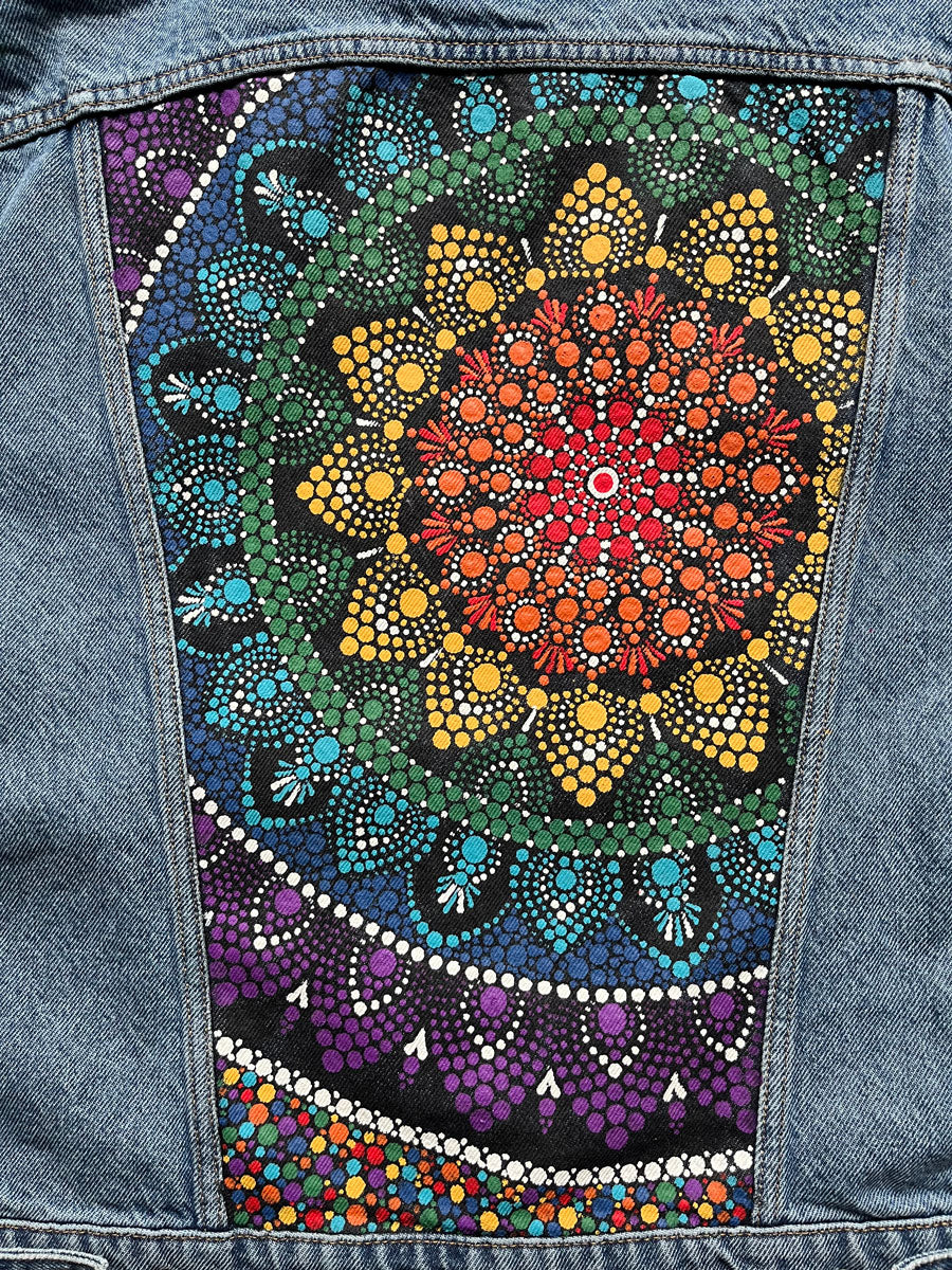 Chakra Mandala Hand Painted Jean Jacket