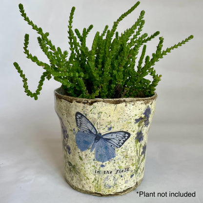 Paper Maché Pot / Decoupage / Vintage Inspired / Butterfly