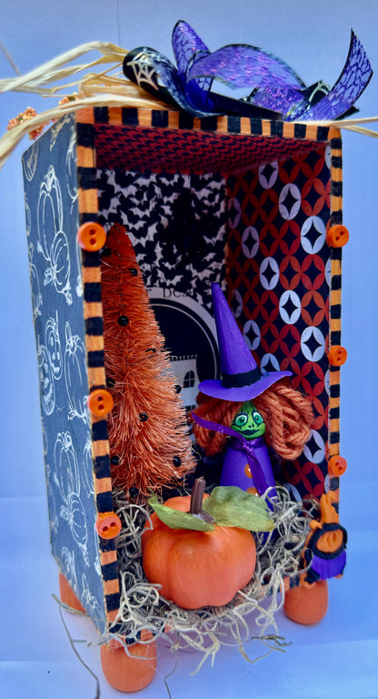 Purple Witch Halloween Diorama