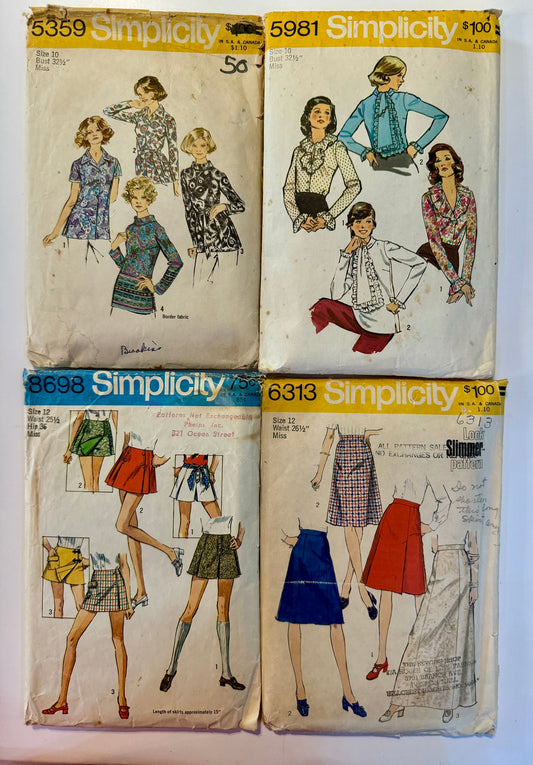 Lot of 4 1970's Sewing Patterns for Junk Journaling, Fussy, Cuts or Collage