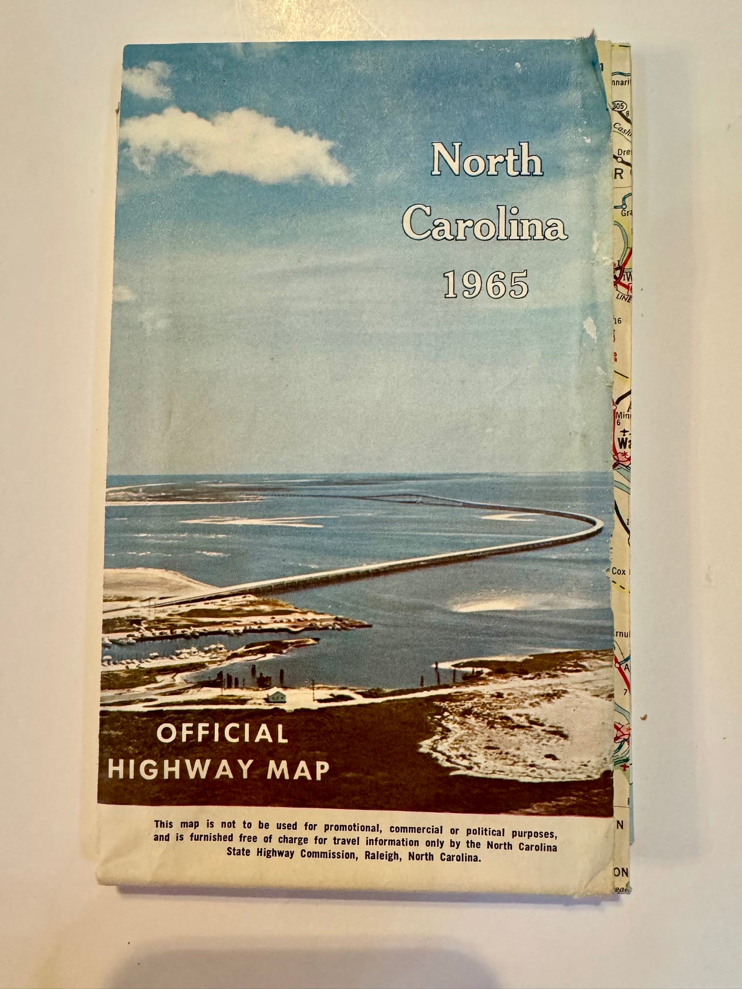 North Carolina 1965 Highway Road Map - Junk Journaling, Collage, and Mixed Media