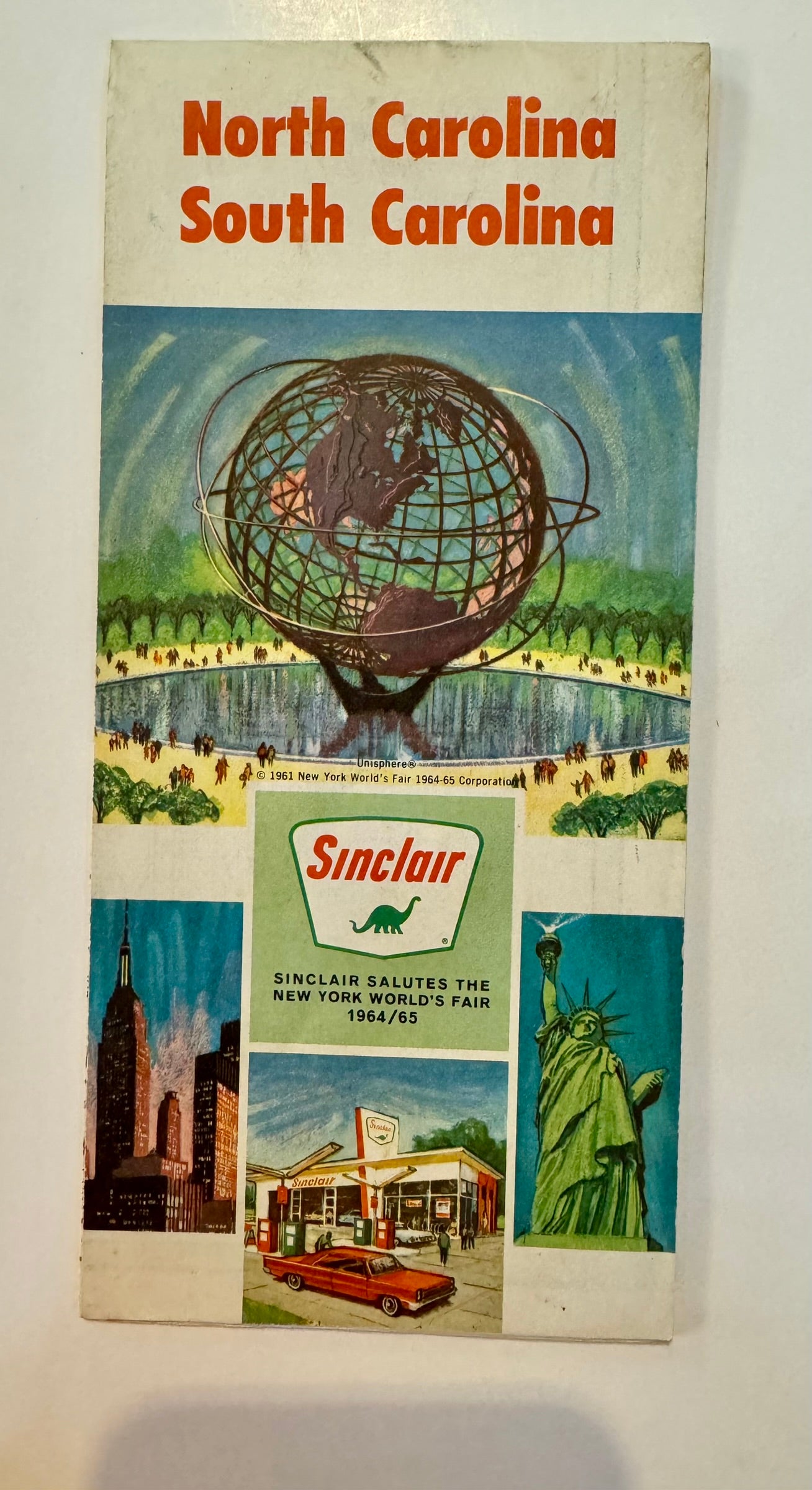 1964/65 North Carolina & South Carolina Sinclair Gas Company Road Map - Junk Journaling, Collage, & Mixed Media