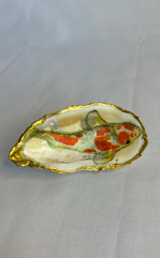 Decoupaged Oyster Shell Koi