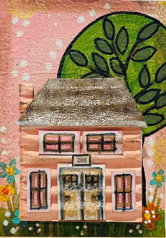 ATC Pink House with Hidden Nursery Rhyme (3,4)