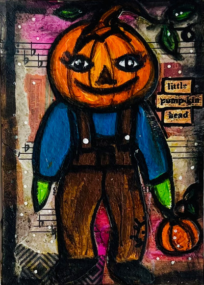 ATC "Little Pumpkin Heads'. Set of Two.