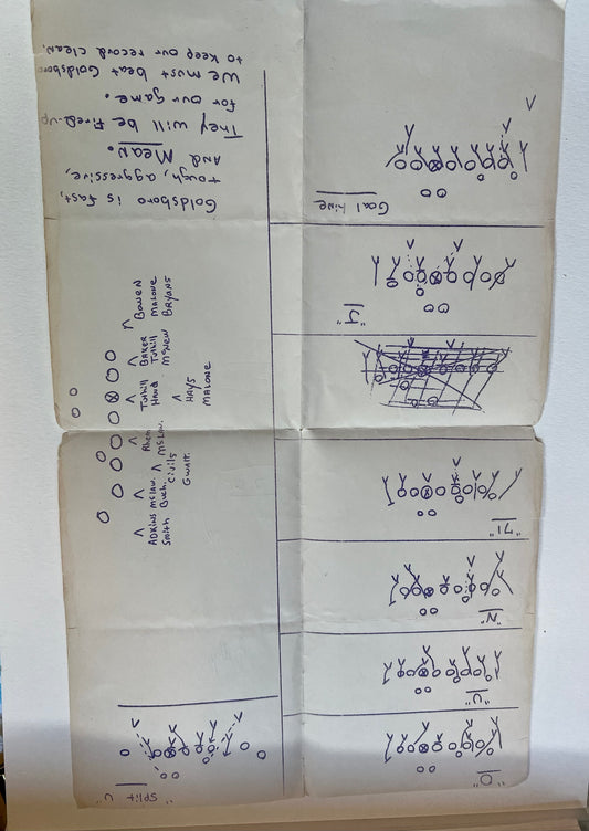 Vintage Football Game Plan (Handwritten)