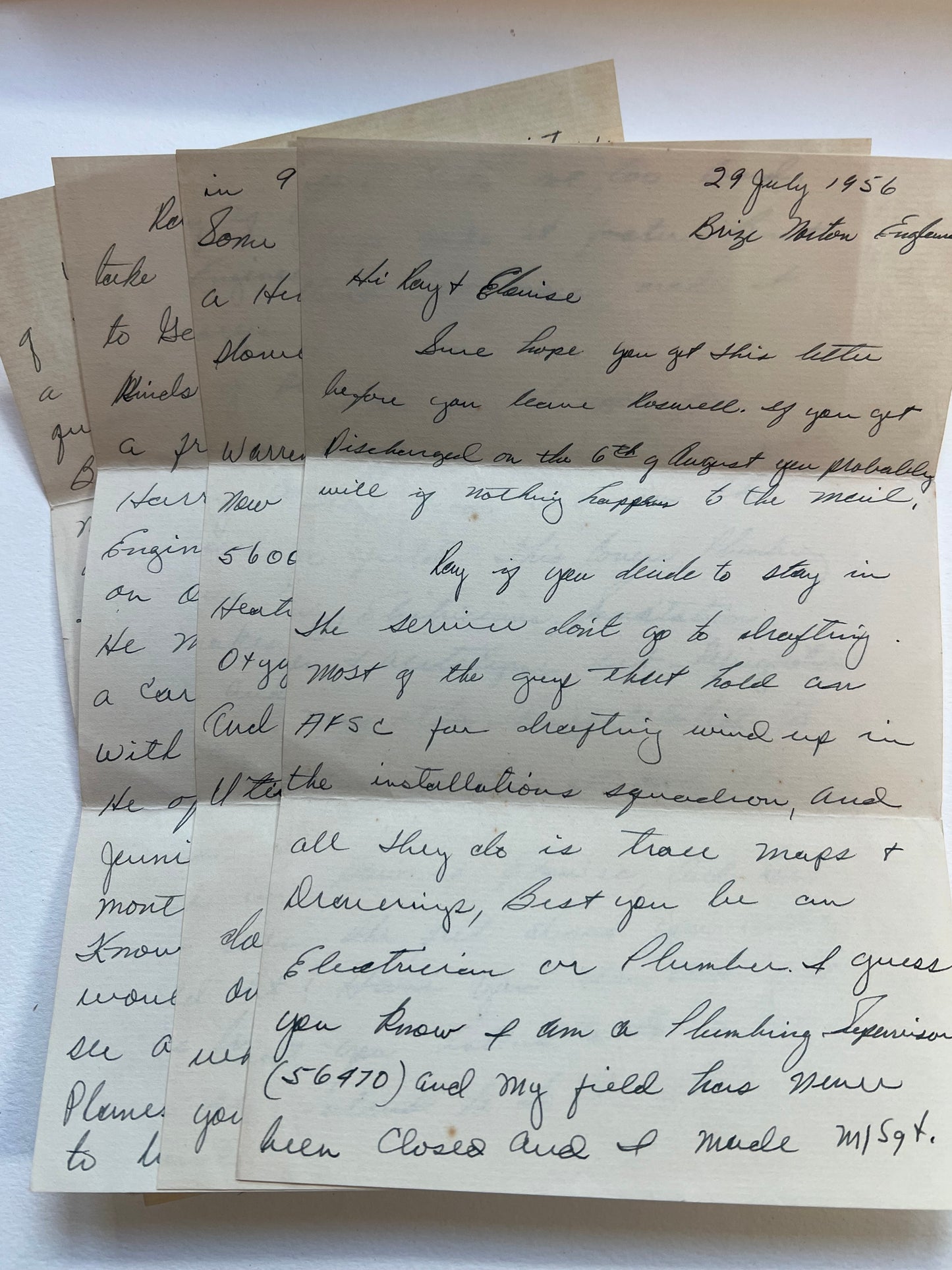 Handwritten Letter from 1956