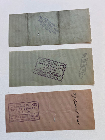 Vintage Bank Checks (3) from 1920's