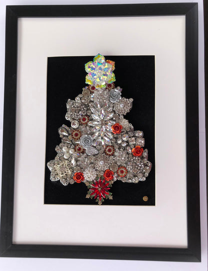 Jewelry Mosaic Xmas Tree Red/Silver