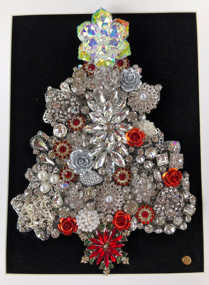 Jewelry Mosaic Xmas Tree Red/Silver