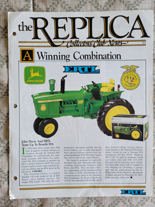 ERTL Replica Collector's Club News #57, 1992, Images of Tractors, Trucks & Piggy Banks: incl John Deere & Anheuser-Busch