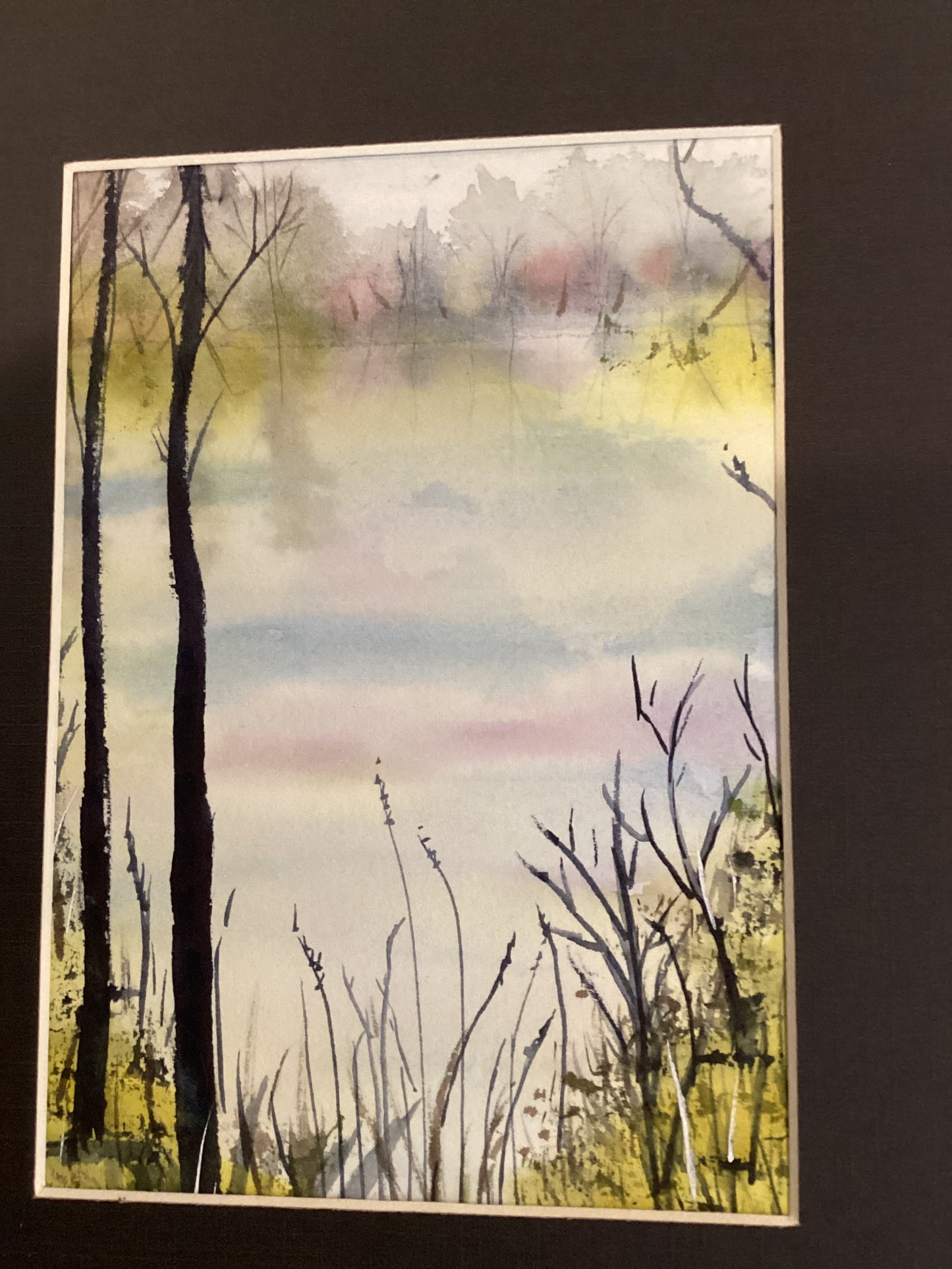 Watercolor misty pond