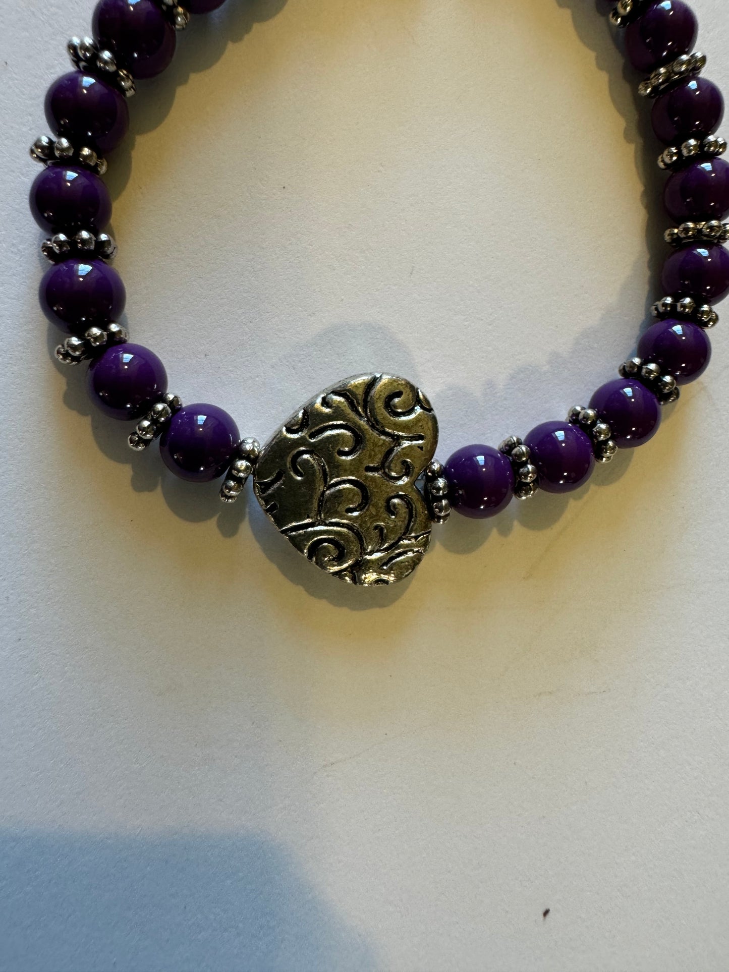 Purple Stretchy Heart Bracelet