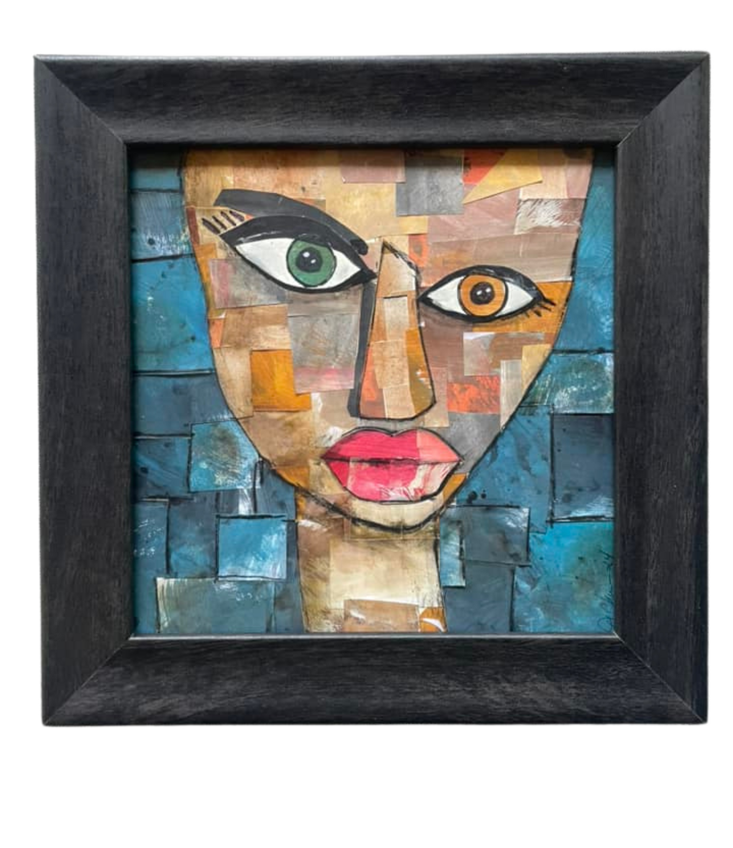 Original Mixed Media Paper Mosaic Abstract Portrai