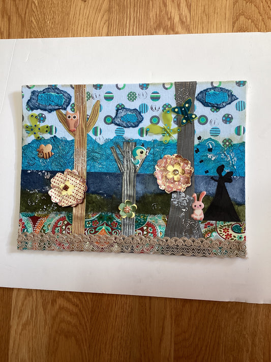 Woodland Friends Mixed Media Art